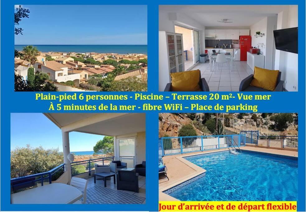 Plain-Pied, Terrasse, Piscine, Pleine Vue Mer, Plage A 6' A Pied, Parking, Wifi Fleury  Buitenkant foto