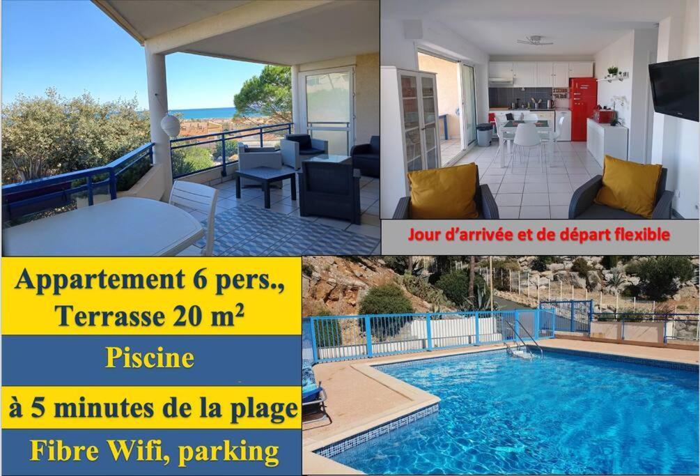 Plain-Pied, Terrasse, Piscine, Pleine Vue Mer, Plage A 6' A Pied, Parking, Wifi Fleury  Buitenkant foto